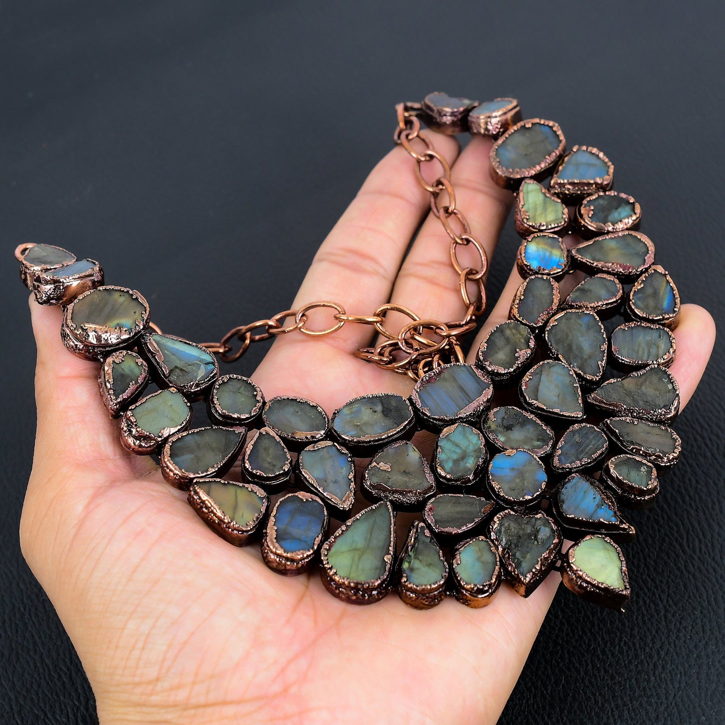 Blue-Green Labradorite Gemstone Pendant