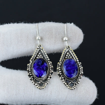 Emerald Gemstone Sterling Silver Earrings