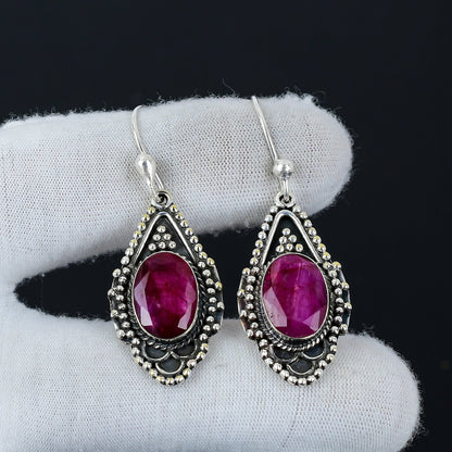 Emerald Gemstone Sterling Silver Earrings