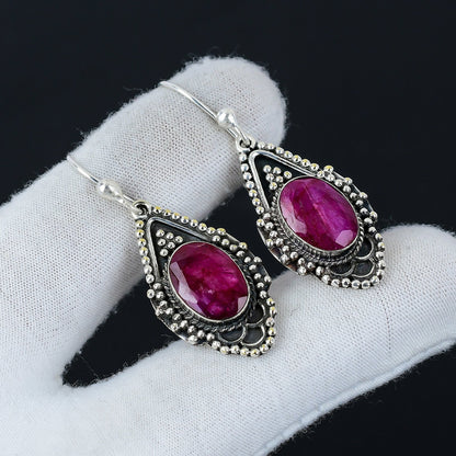 Emerald Gemstone Sterling Silver Earrings
