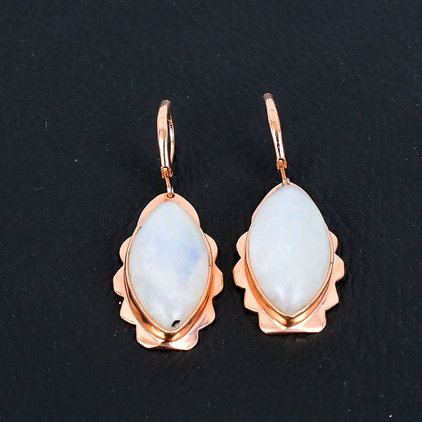 Rainbow Moonstone Gemstone Leverback Earrings
