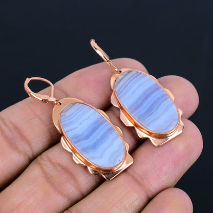 Blue Lace Agate Gemstone Earrings