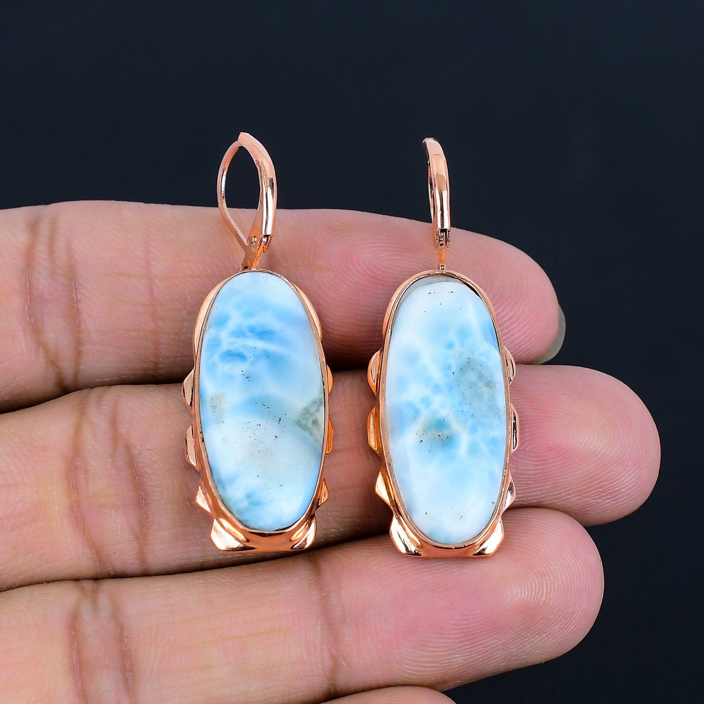 Blue Larimar Gemstone Earrings