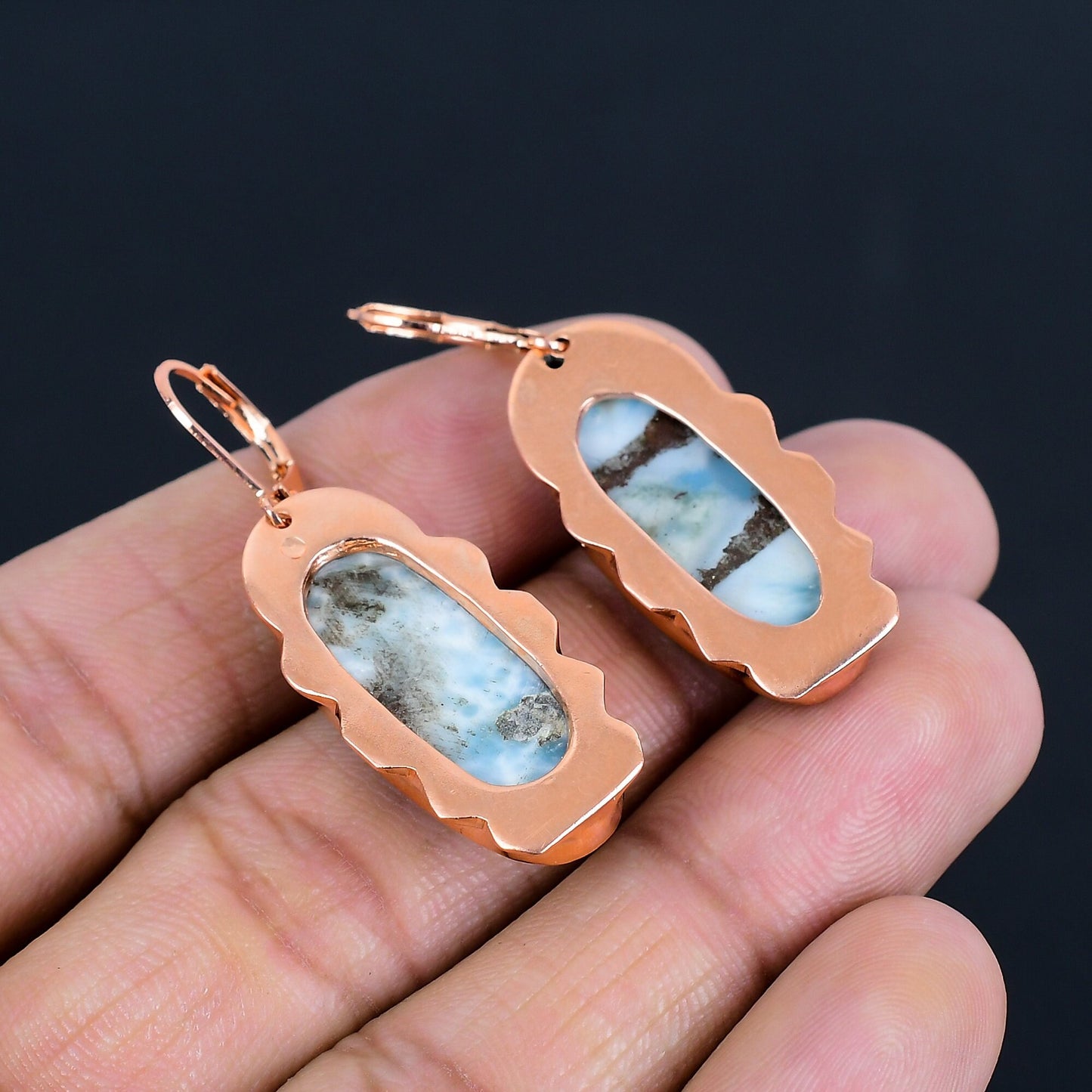 Blue Larimar Gemstone Earrings