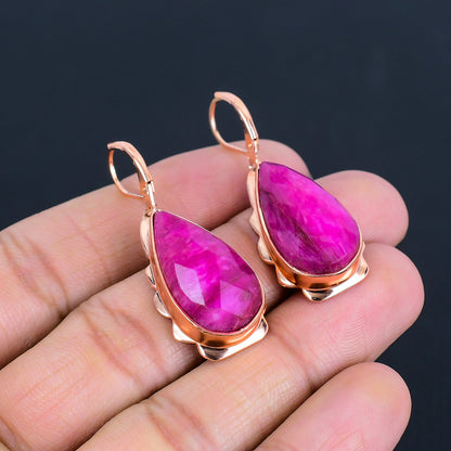 Kashmiri Red Ruby Gemstone Earrings