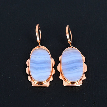 Blue Lace Agate Gemstone Earrings