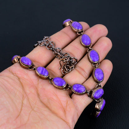 Purple Charoite Gemstone Copper Necklace