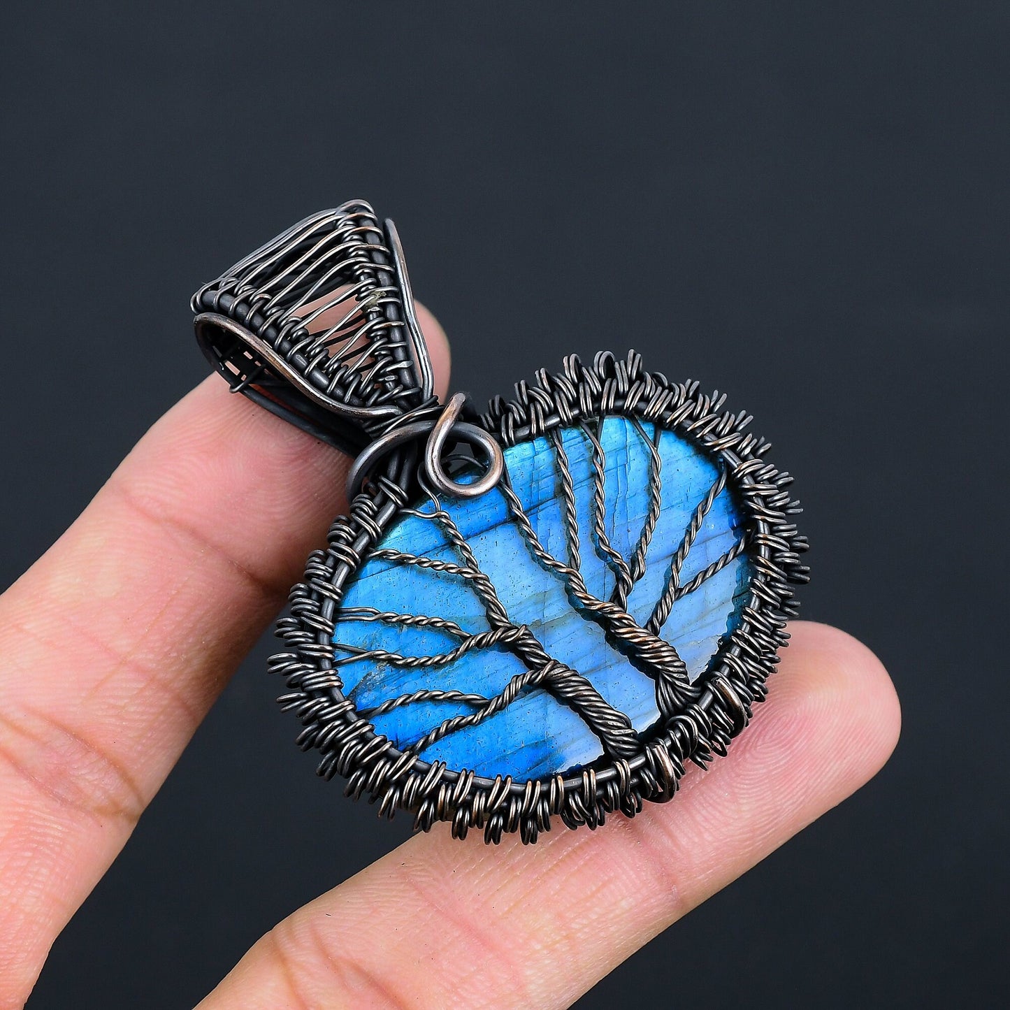Blue Fire Labradorite Gemstone Pendant
