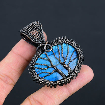 Blue Fire Labradorite Gemstone Pendant