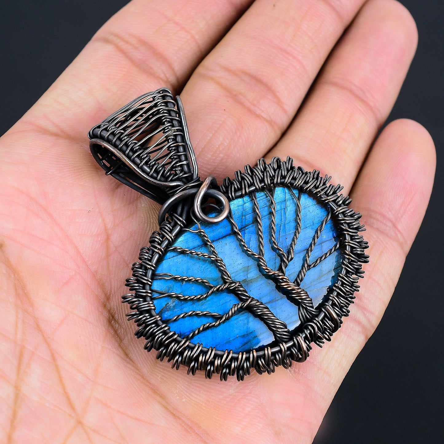 Blue Fire Labradorite Gemstone Pendant