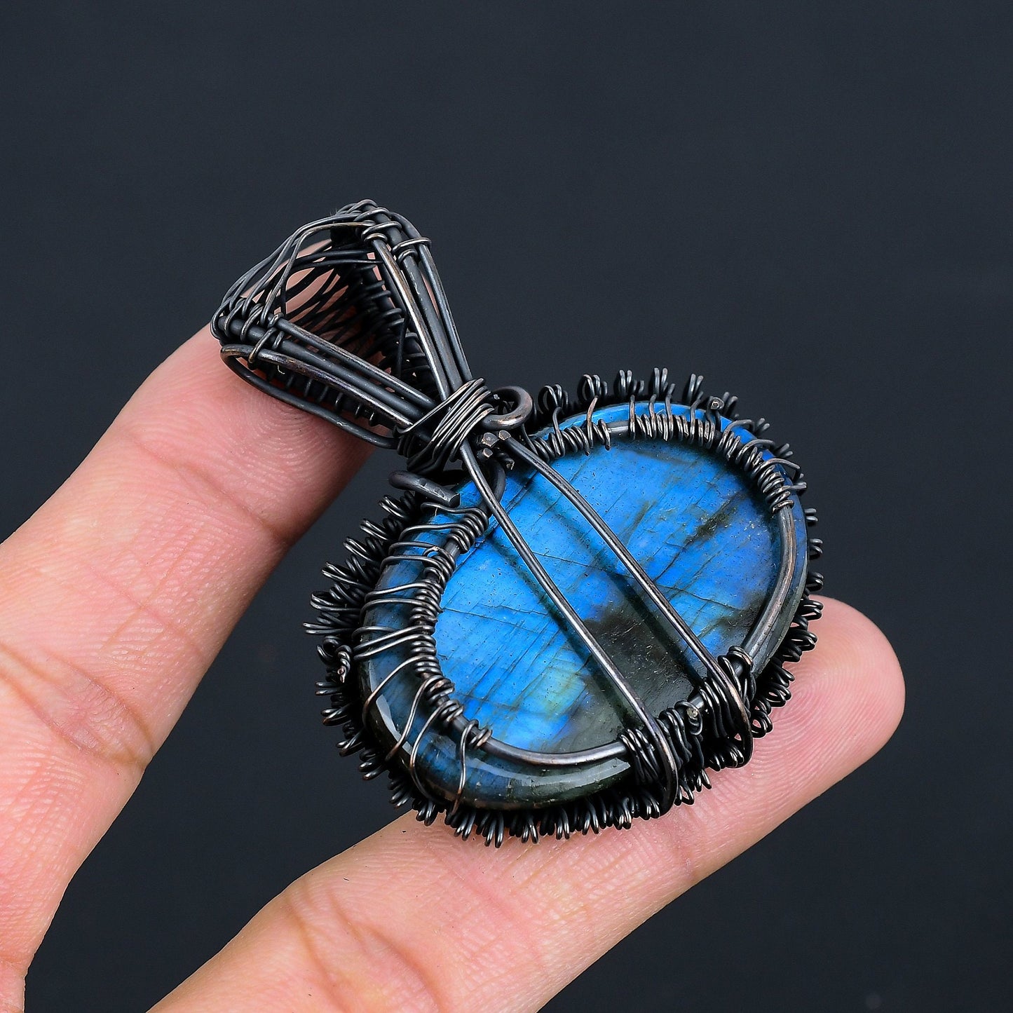 Blue Fire Labradorite Gemstone Pendant