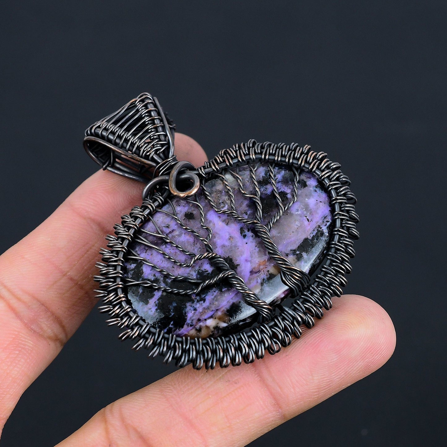 Purple Charoite Gemstone Tree of Life Pendant