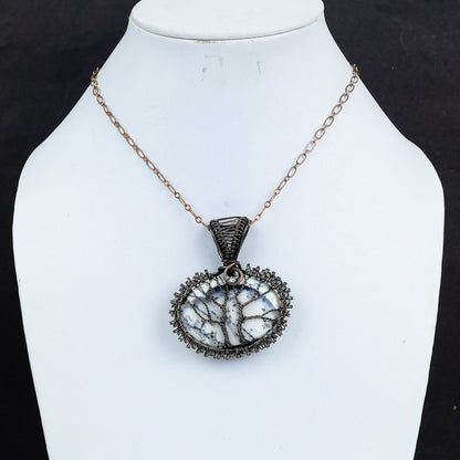 White Dendrite Opal Gemstone Pendant