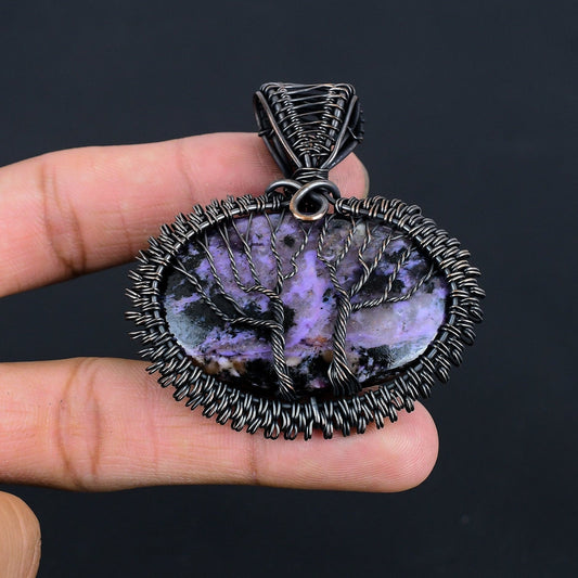 Purple Charoite Gemstone Tree of Life Pendant