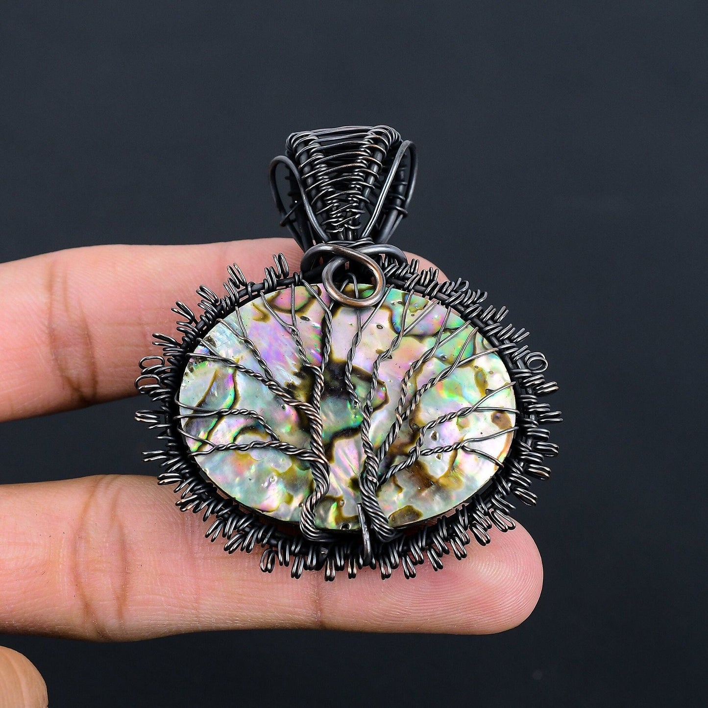Copper Abalone Gemstone Pendant