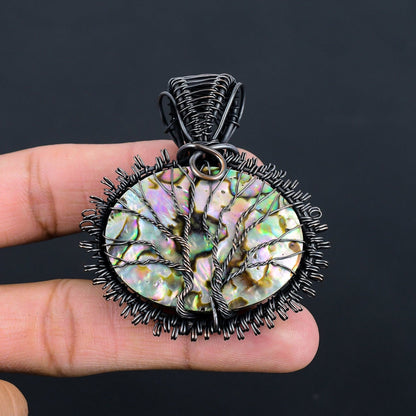 Copper Abalone Gemstone Pendant