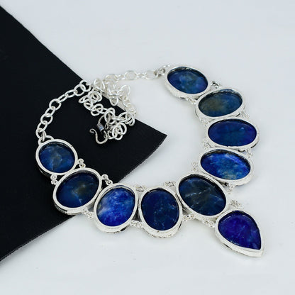 Blue Sapphire Gemstone Silver Necklace