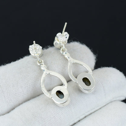 Blue Labradorite & Topaz Sterling Silver Earrings