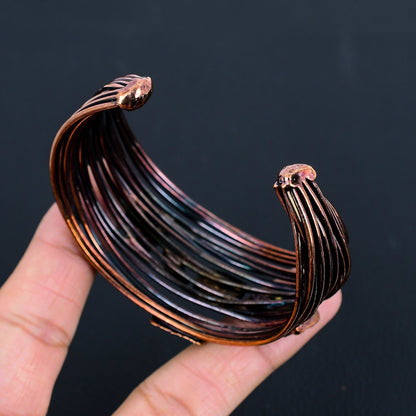 Multicolor Rough Gemstone Copper Adjustable Bangle