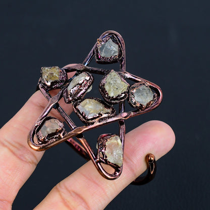 Copper Star Gemstone Cuff Bracelet