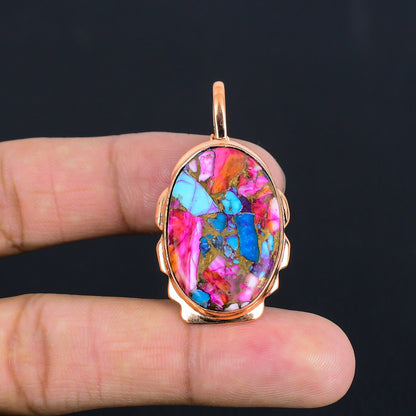 Turquoise Pink Gemstone Pendant