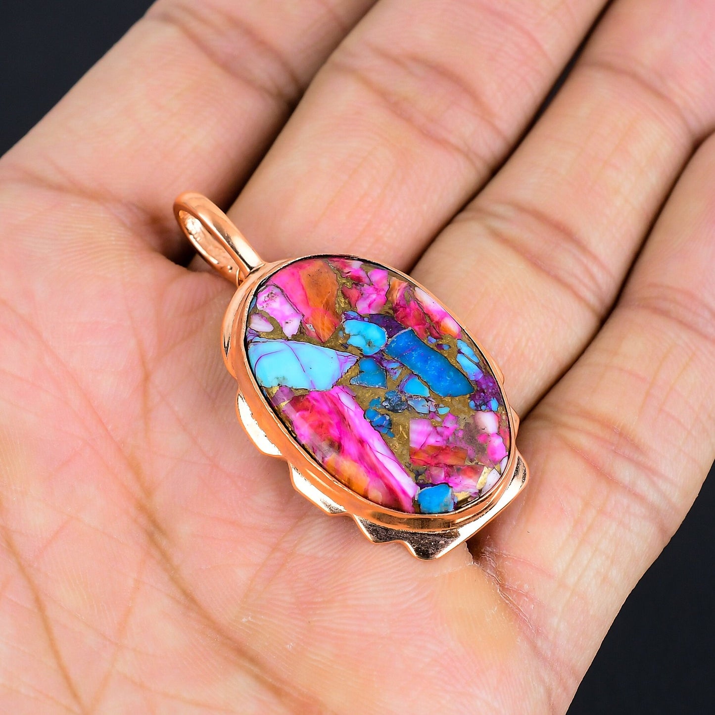Turquoise Pink Gemstone Pendant