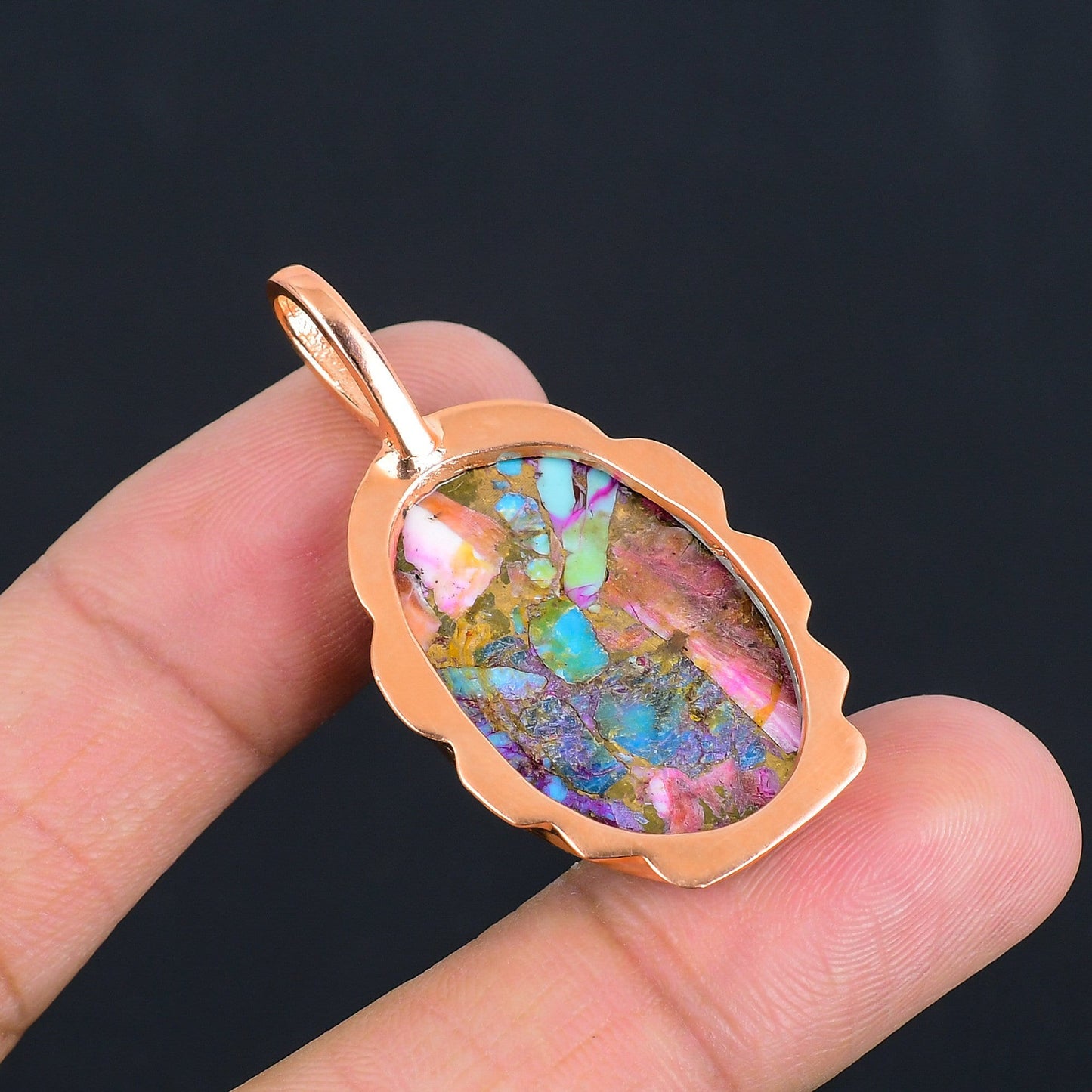Turquoise Pink Gemstone Pendant