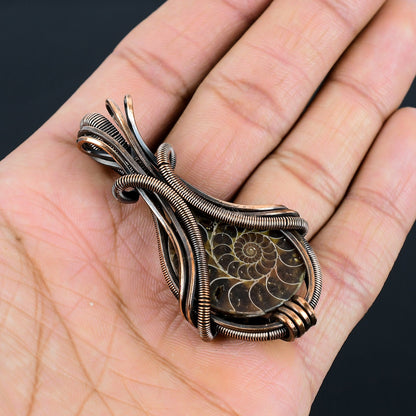 Copper Ammonite Gemstone Pendant