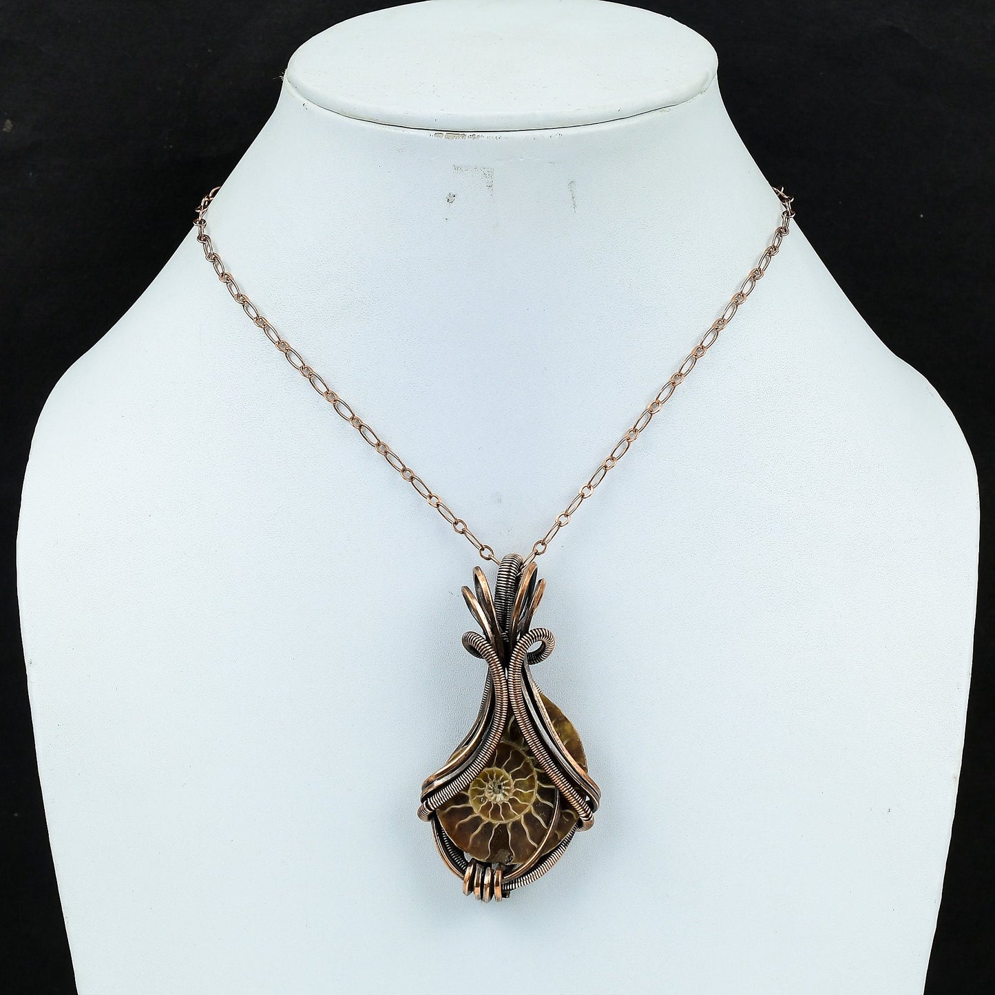 Copper Ammonite Gemstone Pendant