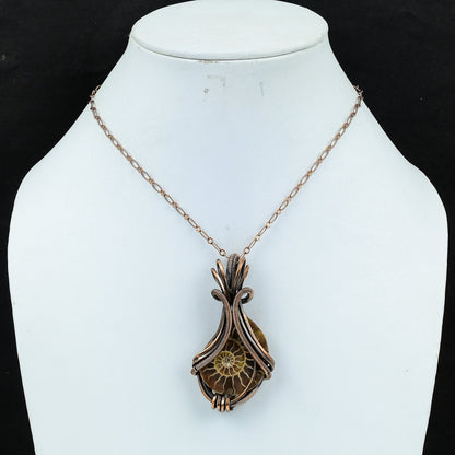 Copper Ammonite Gemstone Pendant