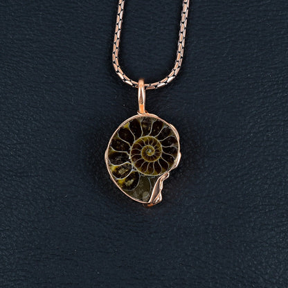 Copper Ammonite Gemstone Pendant