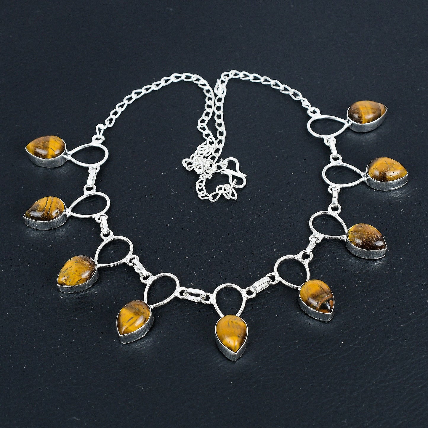 Brown Tiger Eye Sterling Silver Necklace