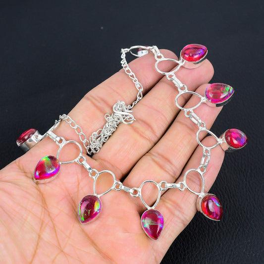 Pink Triplet Opal Necklace