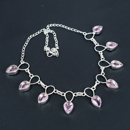 Pink Kunzite Sterling Silver Necklace