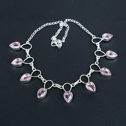 Pink Kunzite Sterling Silver Necklace