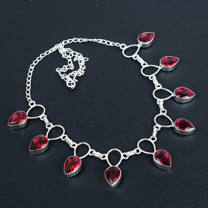 Red Garnet Sterling Silver Necklace