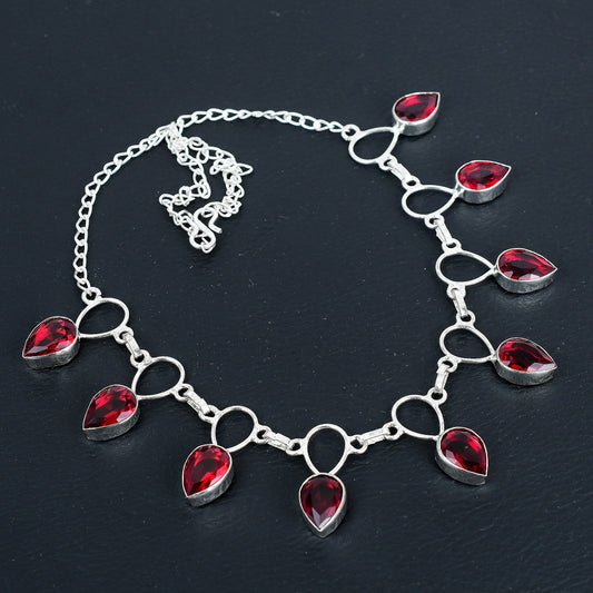 Red Garnet Sterling Silver Necklace
