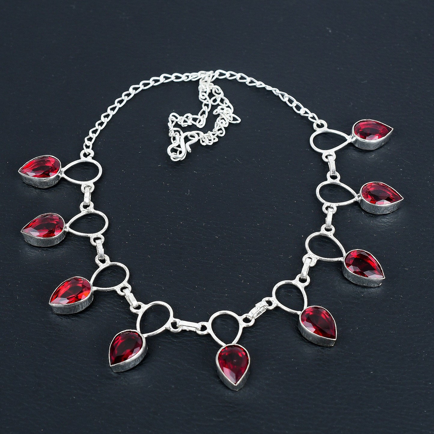 Red Garnet Sterling Silver Necklace