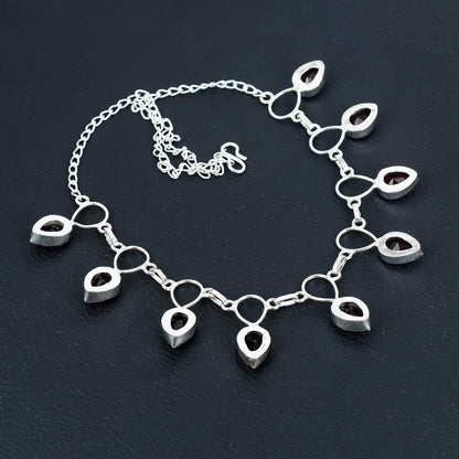 Red Garnet Sterling Silver Necklace