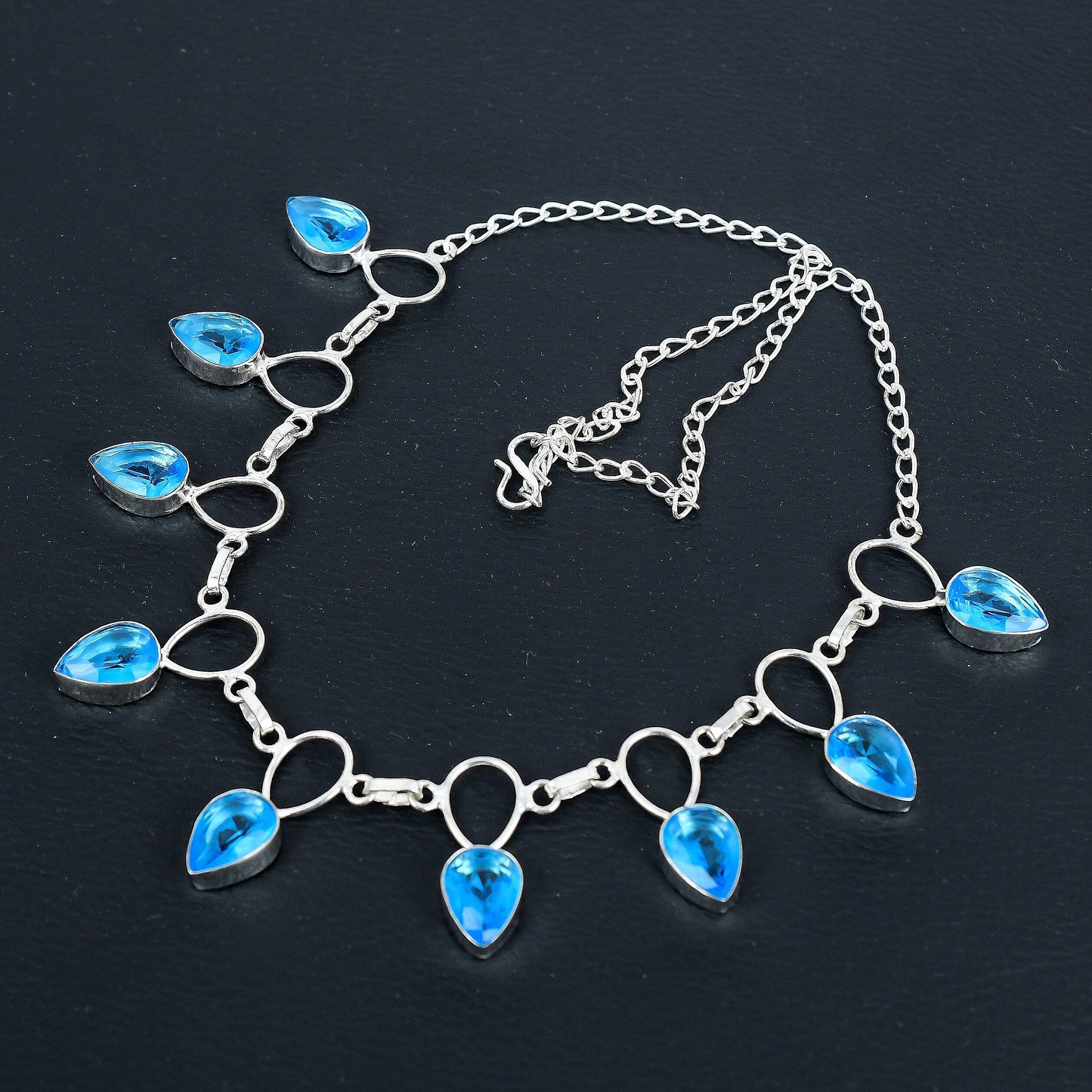 Dainty Swiss Blue Topaz Necklace