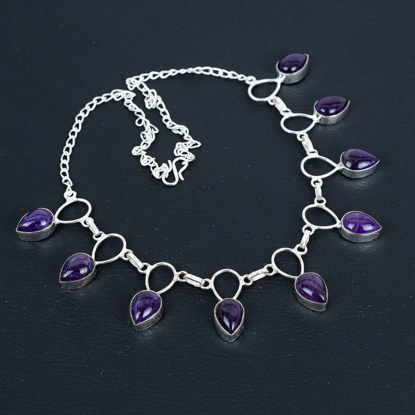 Purple Amethyst Silver Necklace