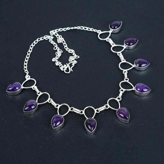 Purple Amethyst Silver Necklace