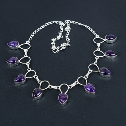 Purple Amethyst Silver Necklace