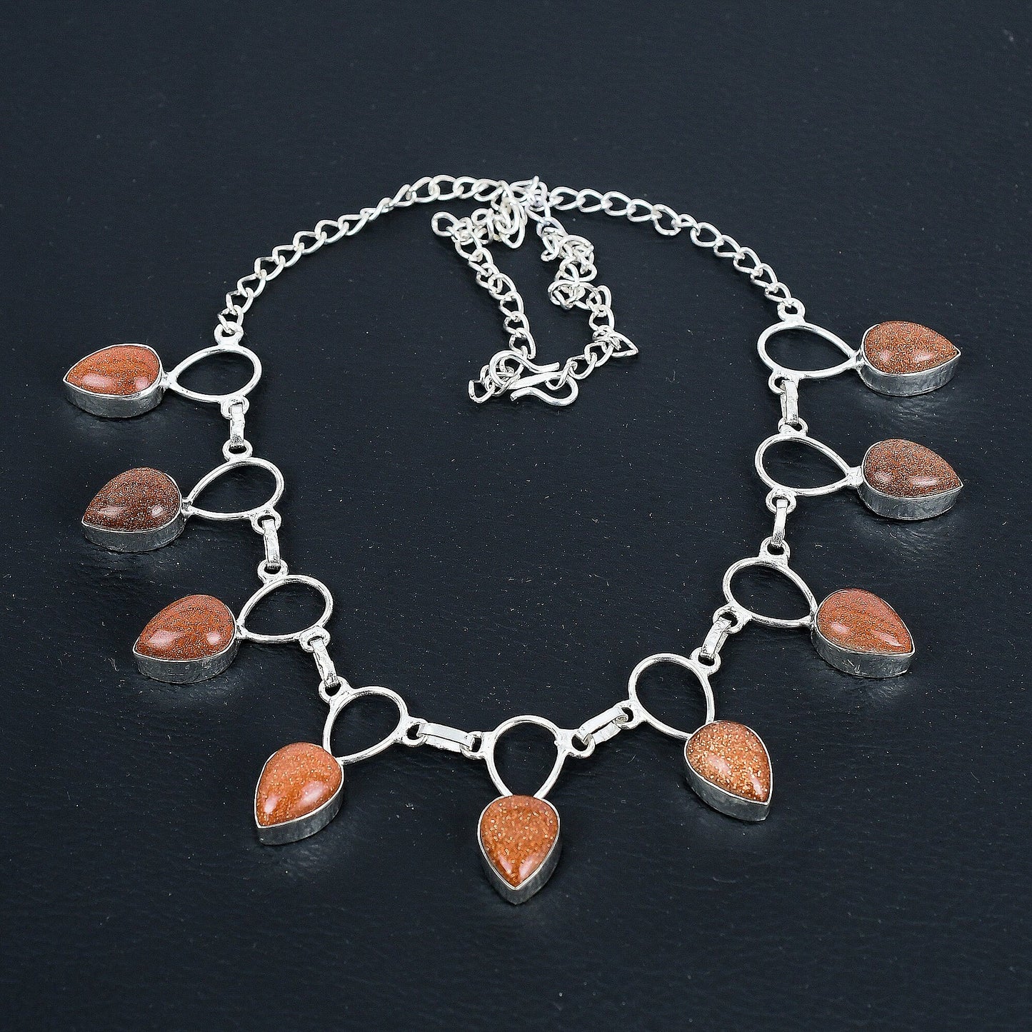 Red Sunstone Sterling Silver Necklace