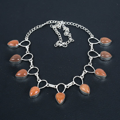 Red Sunstone Sterling Silver Necklace