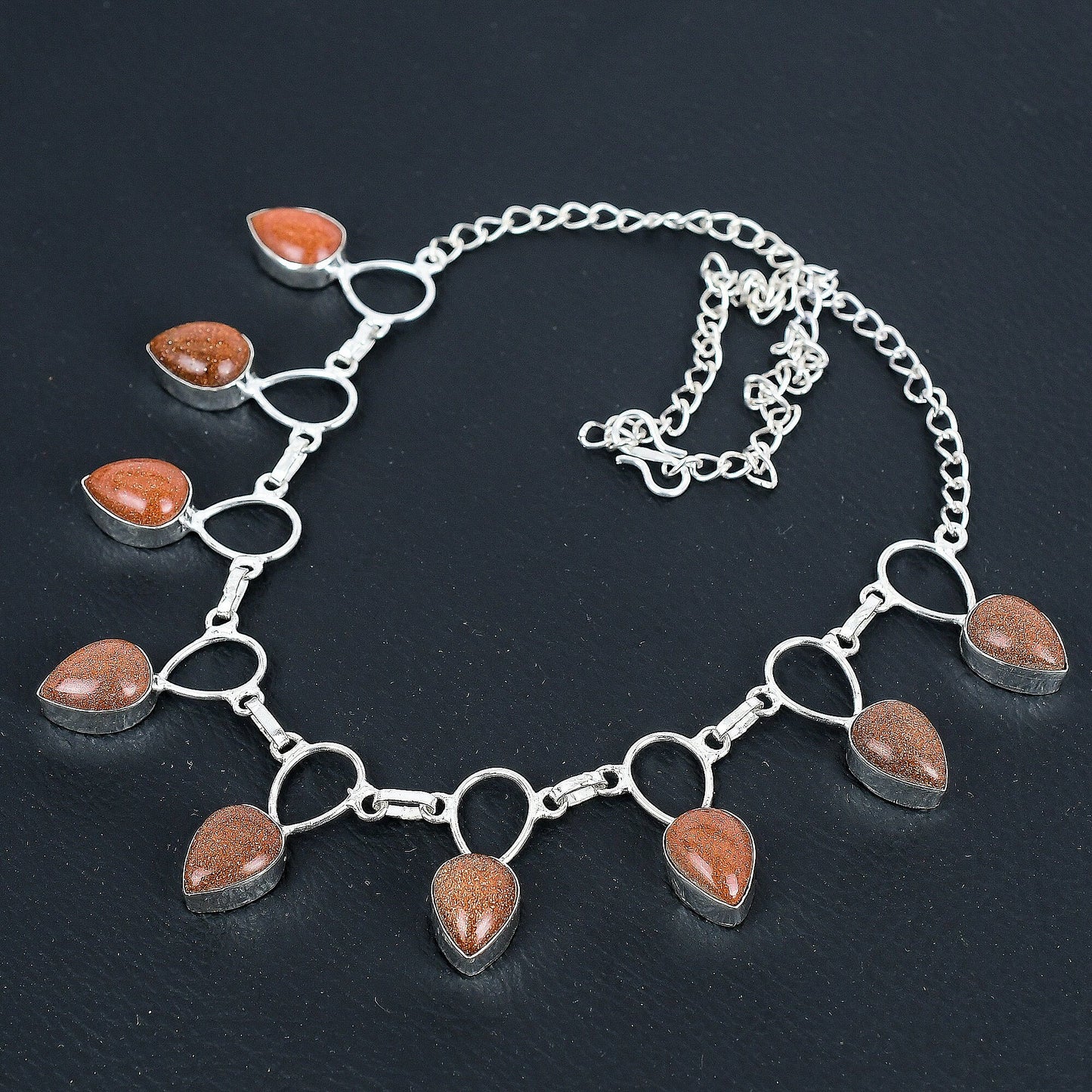 Red Sunstone Sterling Silver Necklace