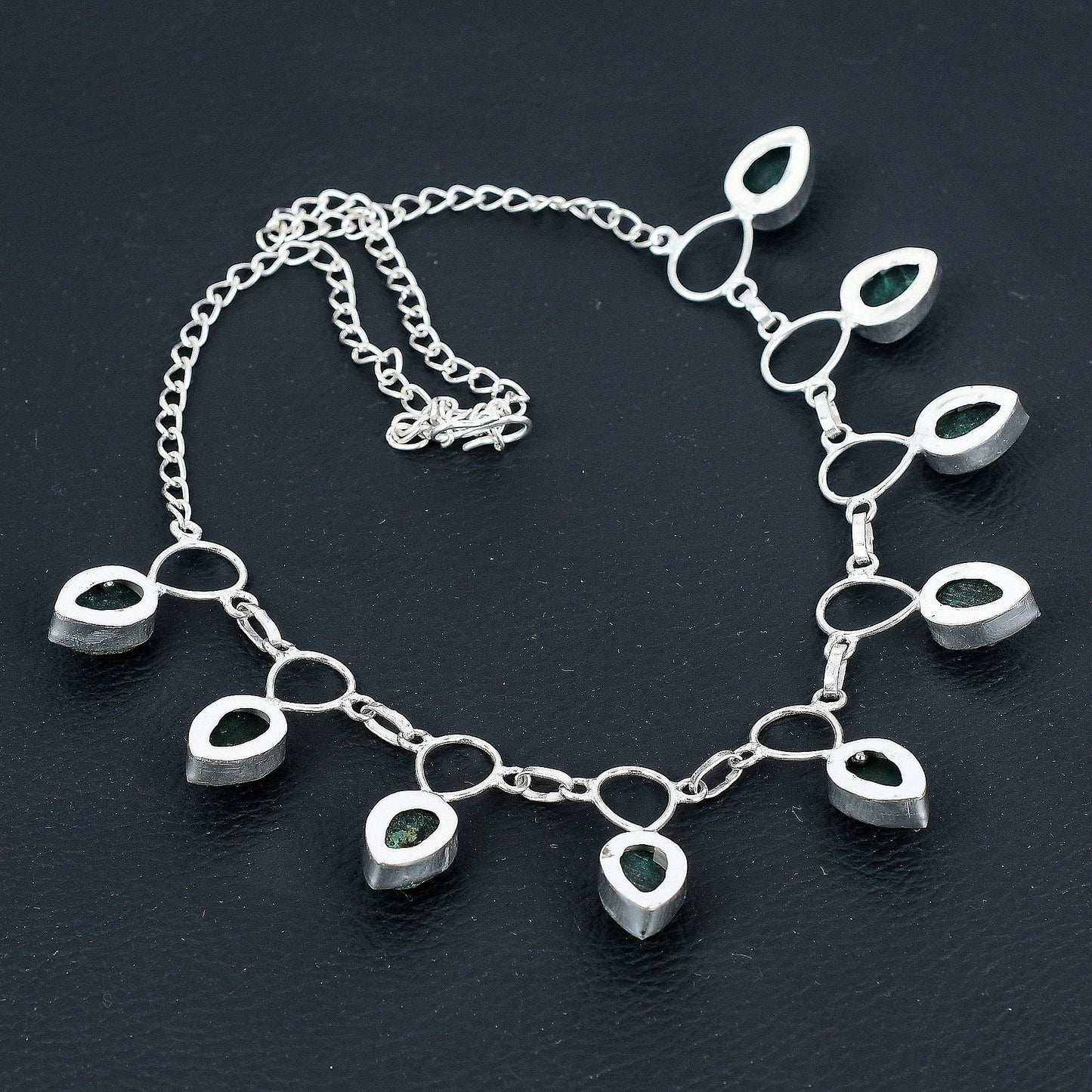 Sterling Silver Faceted Emerald Necklace