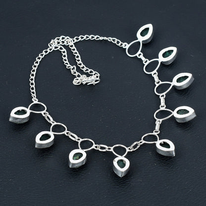 Sterling Silver Faceted Emerald Necklace