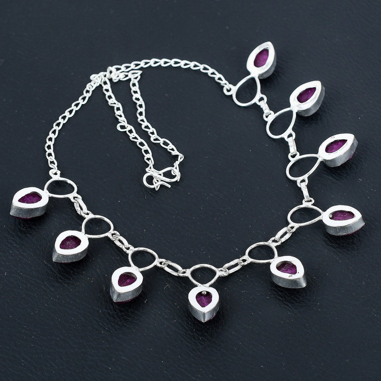 Faceted Ruby Silver Necklace