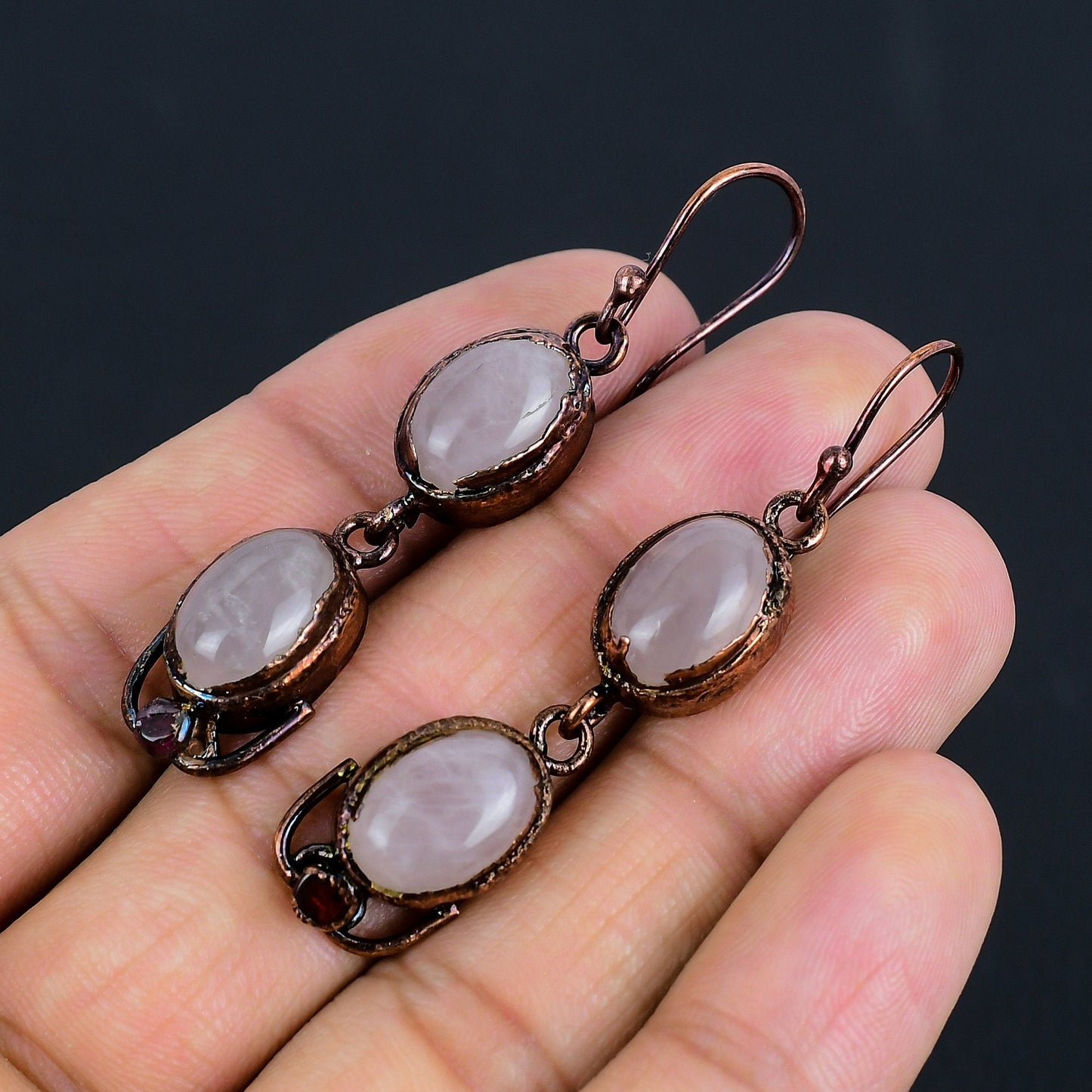 Pink Rose Quartz Gemstone Earrings